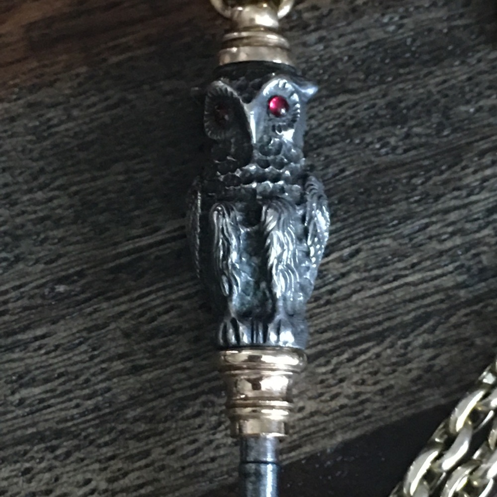 SOLD IN BUNDLE Antique Owl Watch Chain Key Fob 🦉 - Picture 2 of 6